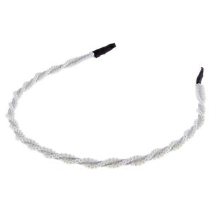 Serre-t&ecirc;te perles et cordon paillet&eacute; argent&eacute;