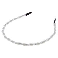 Serre-tête perles et cordon pailleté argenté