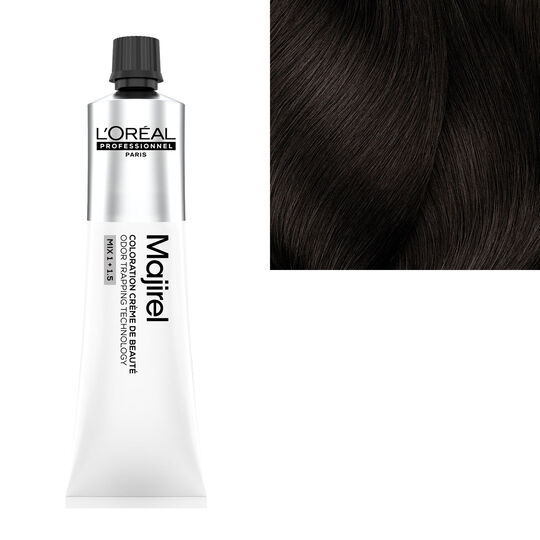 Coloration cr&egrave;me de beaut&eacute; Majirel 4.15 ch&acirc;tain cendr&eacute; acajou