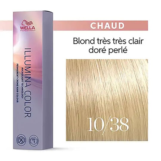 Illumina color 10/38 blond très très clair doré perlé