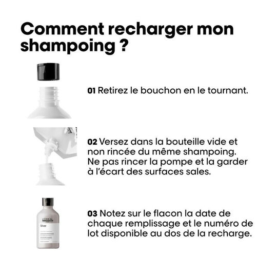 Shampooing déjaunissant Silver recharge 500ml,  Shampooing déjaunissant Silver recharge 500ml