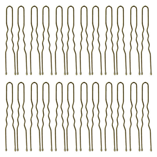 24 Épingles ondulées courtes bronze,  24 Épingles ondulées courtes bronze