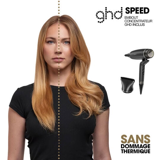 S&egrave;che cheveux Speed avec embout large et huile de lissage