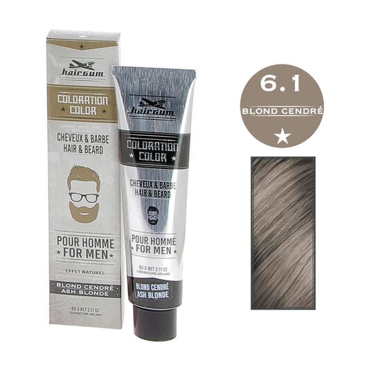 Coloration pour homme cheveux & barbe 6.1 blond cendr&eacute;
