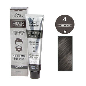 Coloration pour homme cheveux & barbe 4 châtain,  Coloration pour homme cheveux & barbe 4 châtain