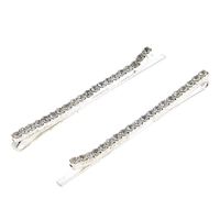 Barrettes argent&eacute;es &agrave; strass 1 rang&eacute;e