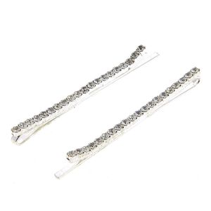 Barrettes argentées à strass 1 rangée