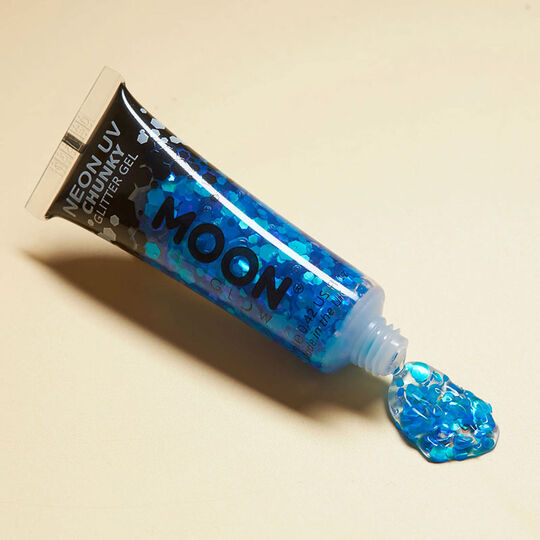 Gel néon à grosses paillettes Moon Glow bleu,  Gel néon à grosses paillettes Moon Glow bleu