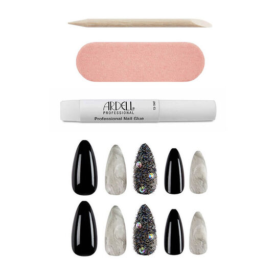Faux ongles Nail Addict marble & diamonds