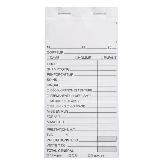 Carnet de caisse sans numéro