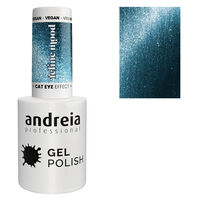 Vernis semi permanent Cat Eye Effect bleu p&eacute;trole avec des reflets bleus