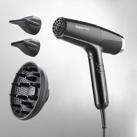 S&egrave;che cheveux Falco noir et argent