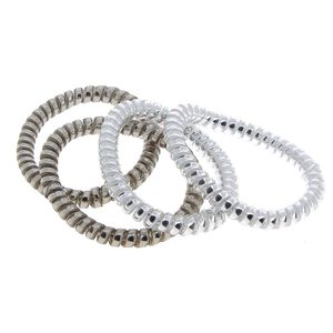 Elastiques scoubidou fins gris et argenté,  Elastiques scoubidou fins gris et argenté