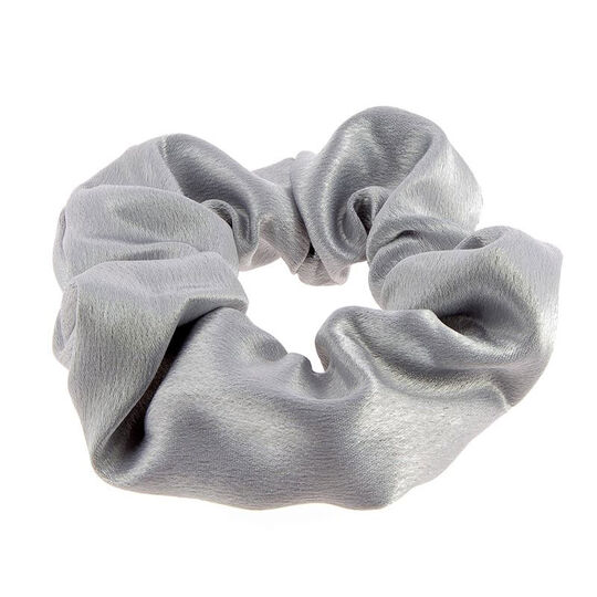 Chouchou en coton satin&eacute; gris m&eacute;tallis&eacute;