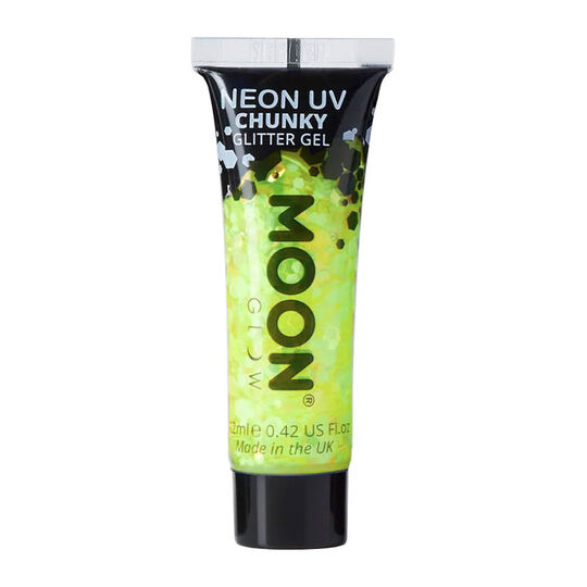 Gel néon à grosses paillettes Moon Glow jaune,  Gel néon à grosses paillettes Moon Glow jaune