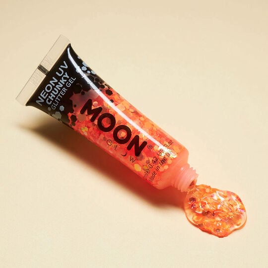 Gel n&eacute;on &agrave; grosses paillettes Moon Glow orange