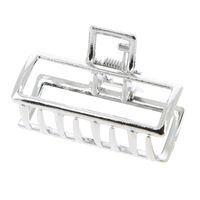 Petite pince croco métallique rectangle argentée