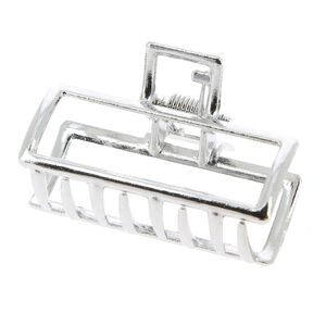 Petite pince croco métallique rectangle argentée,  Petite pince croco métallique rectangle argentée