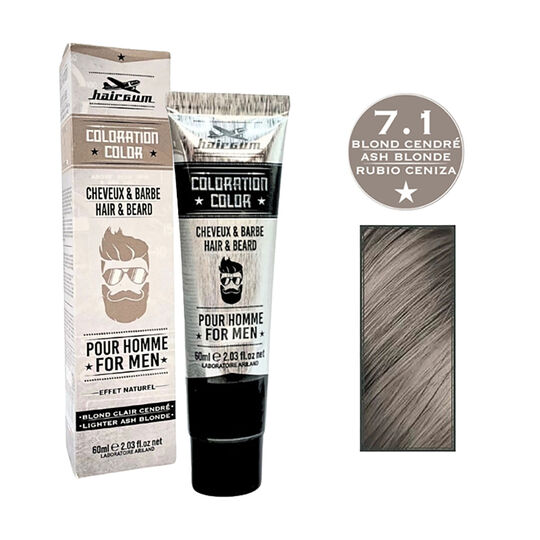 Coloration pour homme cheveux & barbe 7.1 blond clair cendr&eacute;
