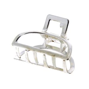 Petite pince croco métallique demi lune argentée,  Petite pince croco métallique demi lune argentée