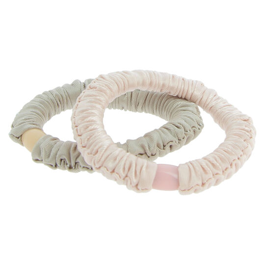 &Eacute;lastiques satin&eacute;s rose et gris