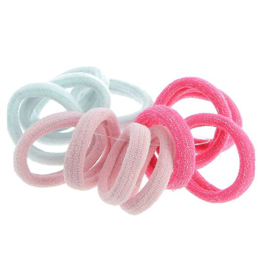 Petits &eacute;lastiques mousse roses et blancs paillet&eacute;s