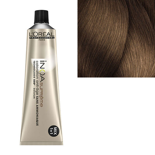 Coloration anti-&acirc;ge sans ammoniaque Inoa Supr&ecirc;me 7.32 majeste du blond