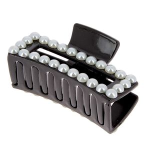 Pince croco rectangle à perles noir,  Pince croco rectangle à perles noir