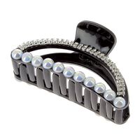 Pince croco strass et perles demi lune,  Pince croco strass et perles demi lune