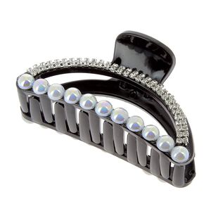 Pince croco strass et perles demi lune,  Pince croco strass et perles demi lune