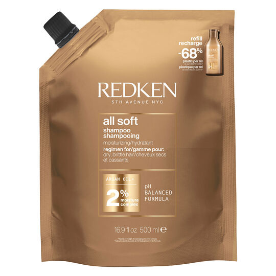 Shampooing hydratant pour cheveux secs et sensibilis&eacute;s All Soft recharge 500 ml