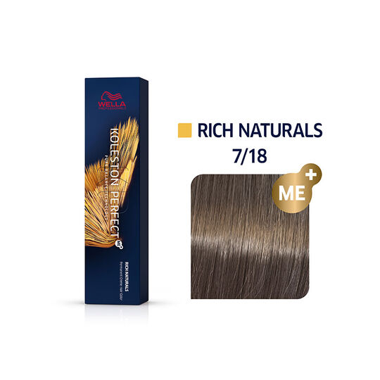 Coloration permanente Koleston Perfect Me+ 7/18 blond cendr&eacute; perl&eacute;