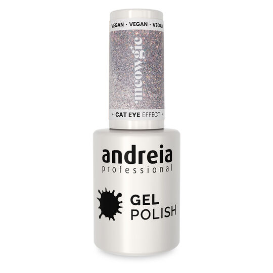 Vernis semi permanent Cat Eye Effect argent&eacute; avec reflets roses