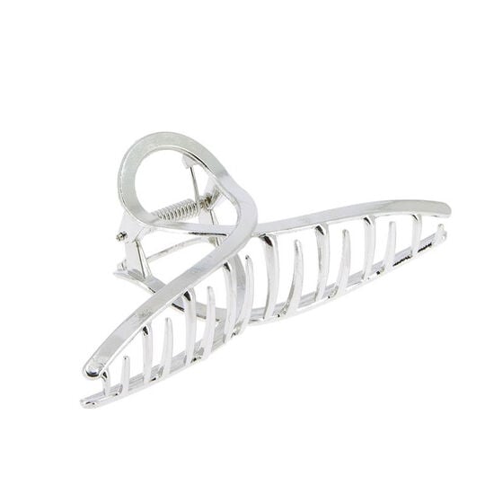 Pince croco m&eacute;tallique infini argent brillant