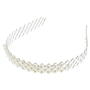 Serre-tête métallique à perles argenté,  Serre-tête métallique à perles argenté