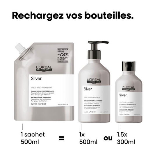 Shampooing déjaunissant Silver recharge 500ml,  Shampooing déjaunissant Silver recharge 500ml