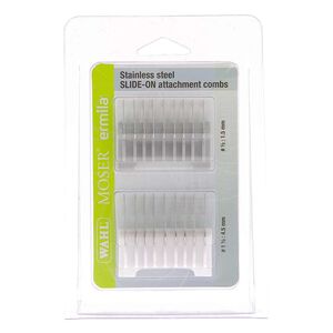 Lot de 2 Sabots pour tondeuse Wahl Ermila Moser 1400 Métal 1,5 et 4,5 mm,  Lot de 2 Sabots pour tondeuse Wahl Ermila Moser 1400 Métal 1,5 et 4,5 mm