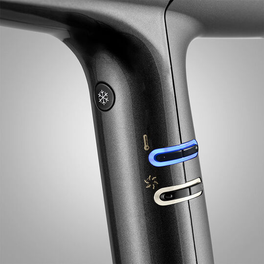 Sèche cheveux Falco gris métallisé et or,  Sèche cheveux Falco gris métallisé et or