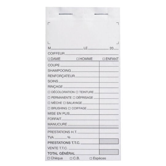 Carnet de caisse sans num&eacute;ro