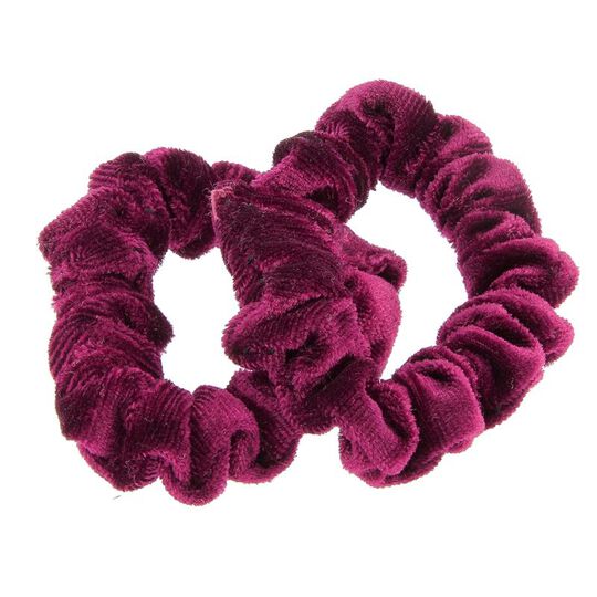 Duo chouchous velours c&ocirc;tel&eacute; rouge bordeau