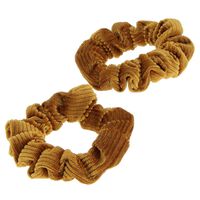 Duo chouchous velours c&ocirc;tel&eacute; ocre