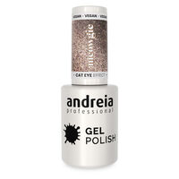 Vernis semi permanent Cat Eye Effect taupe avec reflets roses
