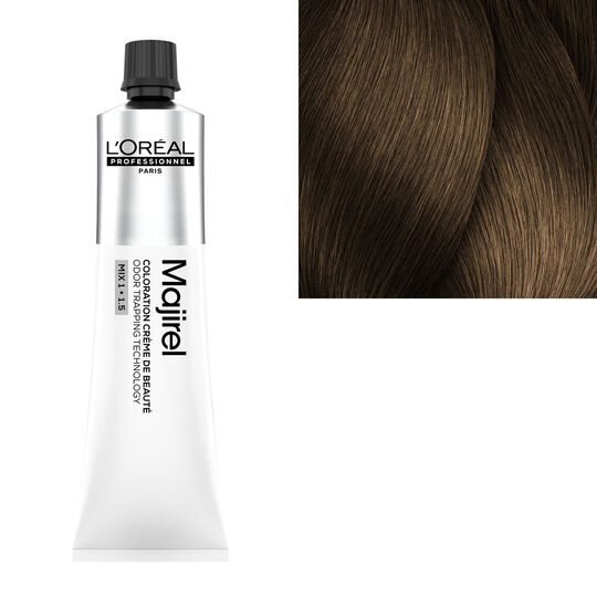 Coloration cr&egrave;me de beaut&eacute; Majirel 7.18 blond cendr&eacute; mocca
