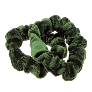 Duo chouchous velours c&ocirc;tel&eacute; vert kaki