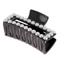 Pince croco rectangle à perles noir