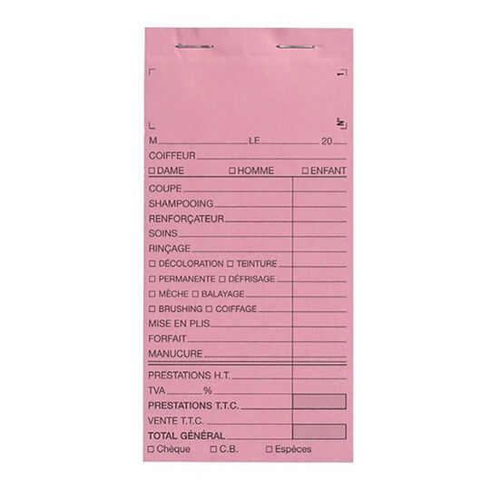 Carnet de caisse avec numéro