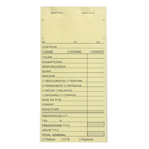 Carnet de caisse sans numéro