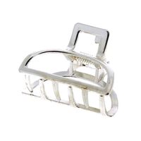 Petite pince croco métallique demi lune argentée