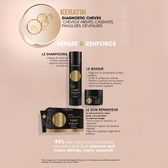 Rituel r&eacute;parateur shampooing et masque Essentiel Keratin shampooing 250ml + masque 150ml