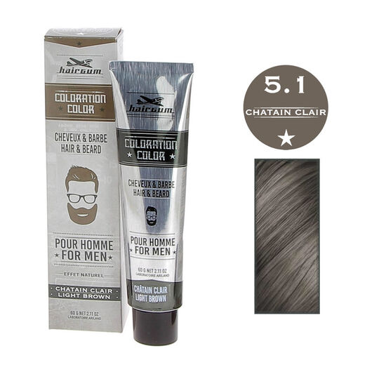 Coloration pour homme cheveux & barbe 5.1 ch&acirc;tain clair